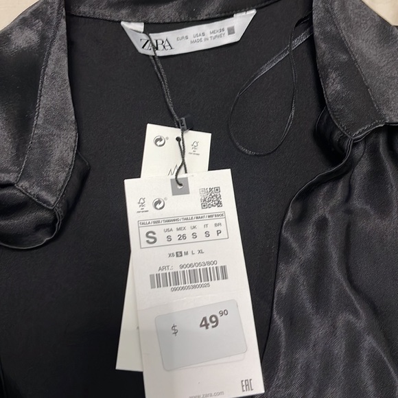 ZARA Satin Double Tie Blouse - Picture 2 of 2